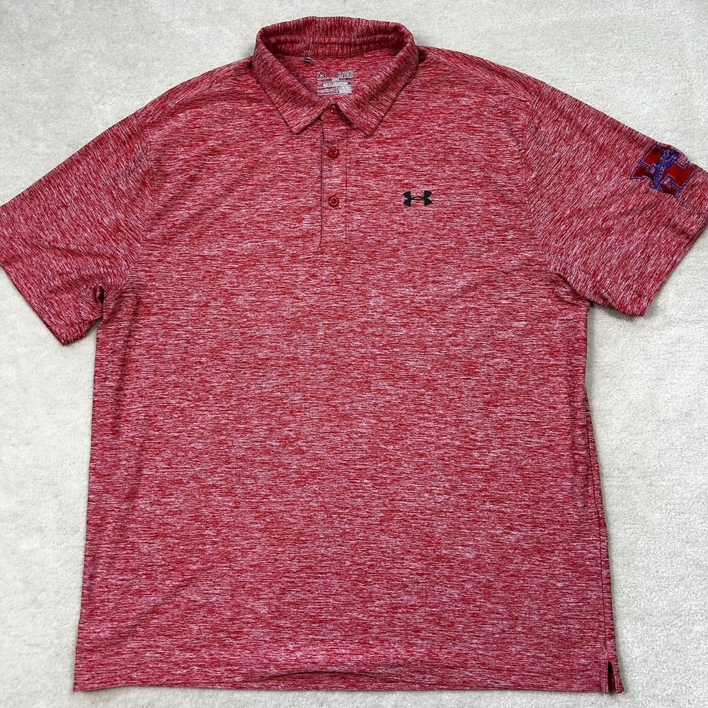 Under Armour HeatGear Polo Shirt Mens XL Loose Golf Performance Houston Cougars - Picture 2 of 7